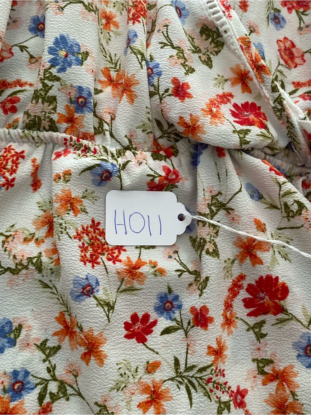 Floral Wrap Camisole in Cream with Red & Blue Blooms - Picture 11 of 11